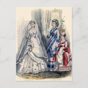 "Victoriaans bride en dienstmeisjes" Briefkaart