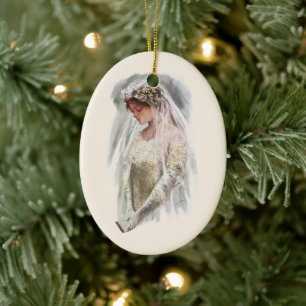 Victoriaans Bride met bijbelse Harrison Fisher Keramisch Ornament