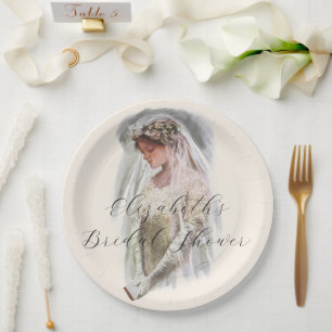 Victoriaans Bride met bijbelse Harrison Fisher Papieren Bordje