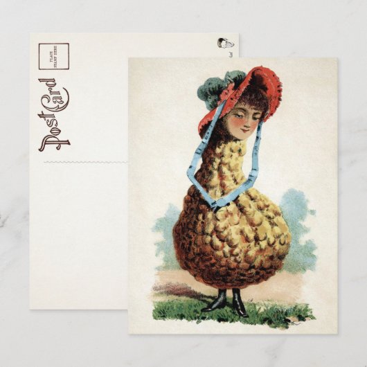 Victoriaans Briefkaart Gourd Girl (Voorkant / Achterkant)