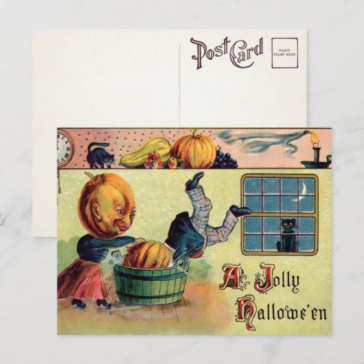 Victoriaans Briefkaart Jolly Halloween (Voorkant / Achterkant)