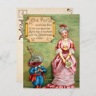 Victoriaans Briefkaart met Kerstmis met Oude Haven