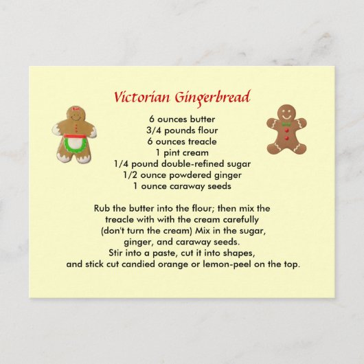 Victoriaans Briefkaart van ontbijtkoek (Voorkant)