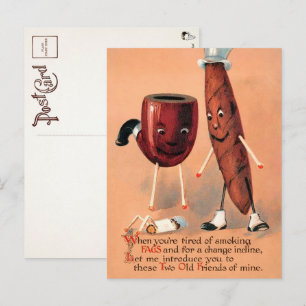 Victoriaans Briefkaart voor het roken van tandwiel