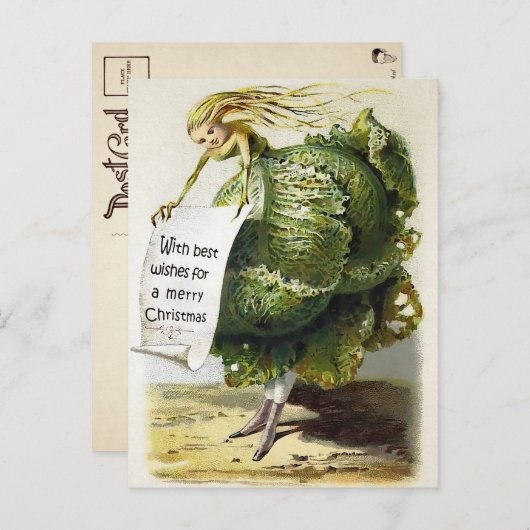 Victoriaans Briefkaart voor kerstmis (Voorkant / Achterkant)