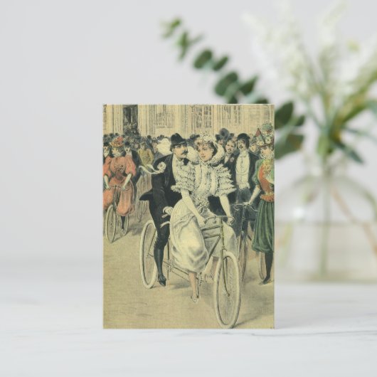 Victoriaans bruidbruid en bruidegom sparen de Datu Aankondigingskaart (Staand voorkant)