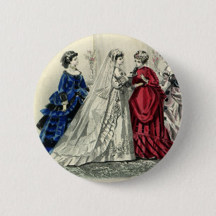 Victoriaans bruiloft Bridal-portret Ronde Button 5,7 Cm