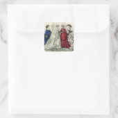 Victoriaans bruiloft Bridal-portret Vierkante Sticker (Tas)