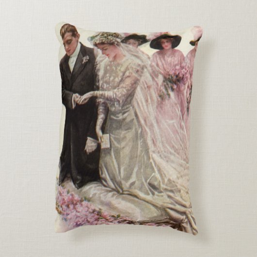 Victoriaans bruiloft-ceremonie Bride en Groom Accent Kussen (Achterkant (Verticaal))