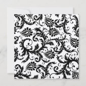 Victoriaans bruiloft met zwarte en witte Damask Save The Date (Achterkant)
