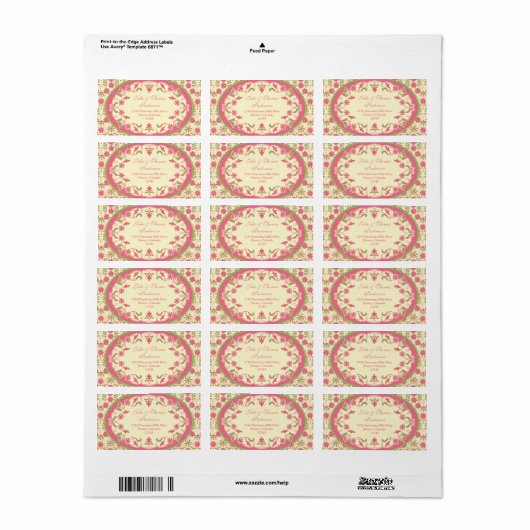 Victoriaans Bruiloft retour adreslabels Etiket (Full Sheet)