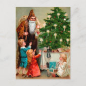 Victoriaans bruin Robed Santa Briefkaart (Voorkant)