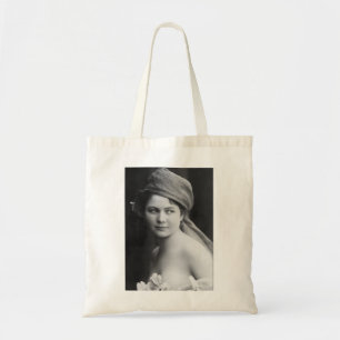 Victoriaans bruin zwart-wit, bloemen zachte poort tote bag
