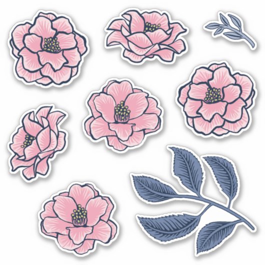 Victoriaans Camellia Art Sticker Pack (Voorkant)