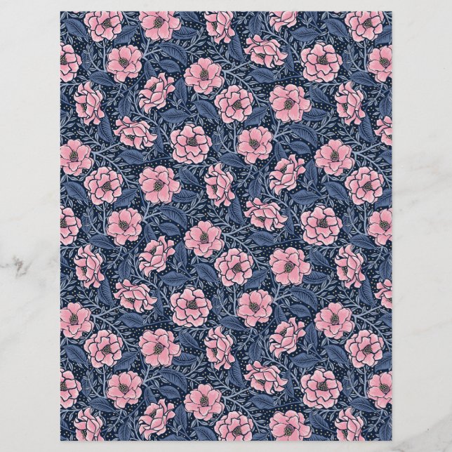 Victoriaans Camellia Bloemen Scrapbook Papier (Voorkant)