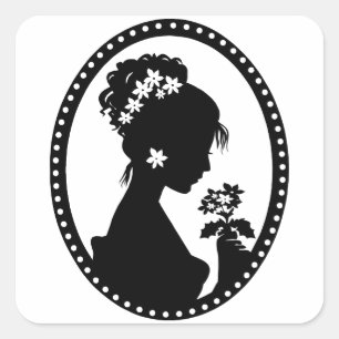 Victoriaans Cameo Silhouette Vierkante Sticker