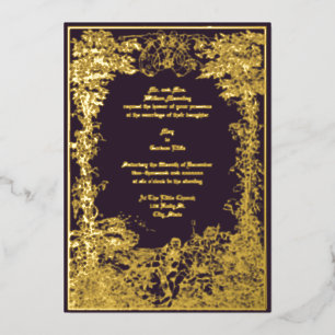 Victoriaans Castle Couple Foliage Border Wedding Folie Uitnodiging