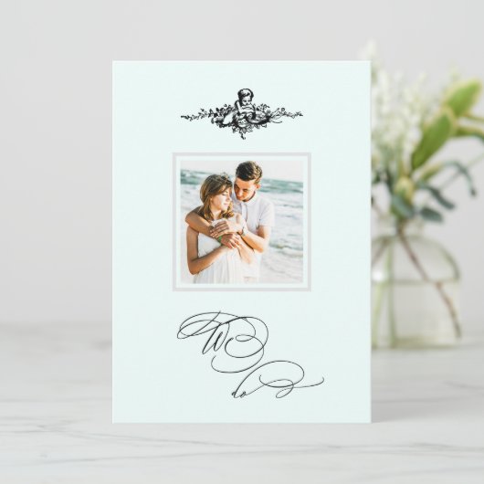 *~* Victoriaans Cherub FOTO QR AR6 RSVP bruiloft Kaart (Staand voorkant)