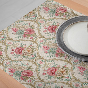 Victoriaans Chic Intrinsieke Damask Bloemen Lange Tafelloper