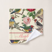 Victoriaans Chintzy Retro Vogels en Rozen Patroon Bad Handdoek (Wasdoekje)