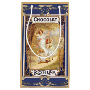Victoriaans chocolade advertentie elegant blauw klein cadeauzakje