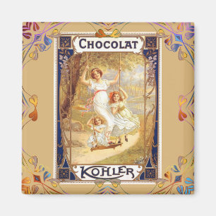 Victoriaans chocoladeetiket florale elegant magneet