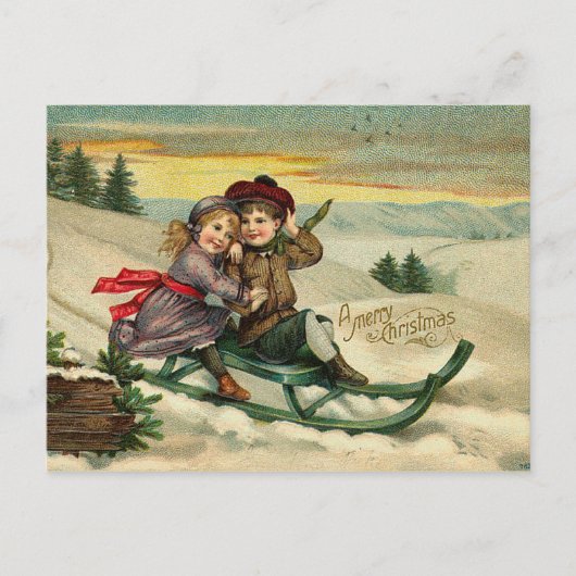 Victoriaans Christmas Sledding Briefkaarten (Voorkant)
