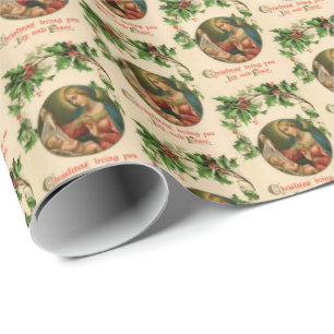  Victoriaans Christuskind Madonna Christmas Cadeaupapier