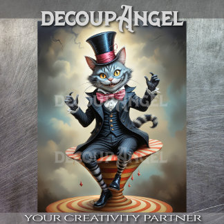 Victoriaans Circus Cheshire Cat - Decoupage Tissuepapier