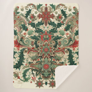 Victoriaans/Classic/Vintage Kerst Sherpa Deken