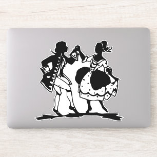 Victoriaans Couple Dansende Silhouette Art Sticker