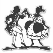 Victoriaans Couple Dansende Silhouette Art Sticker (Voorkant)