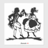 Victoriaans Couple Dansende Silhouette Art Sticker (Vel)