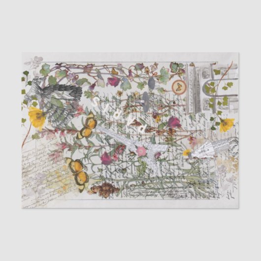 Victoriaans Crazyquilt Collage Tissuepapier (Voorkant)