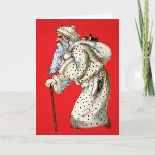 Victoriaans Creepy Old Santa Holiday-kaart Feestdagen Kaart