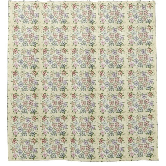 Victoriaans crème met bloemenprint douchegordijn (Voorkant)