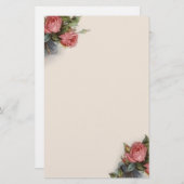  Victoriaans Crimson Pink Roses Briefpapier (Voorkant / Achterkant)