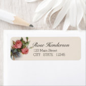  Victoriaans Crimson Roze Rose Retouradres Etiket (Insitu)