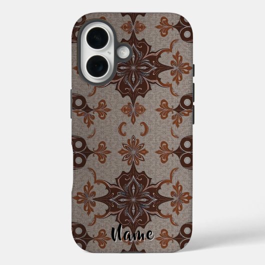 Victoriaans Damask Brown Copper Pattern Case-Mate iPhone Case (Achterkant)