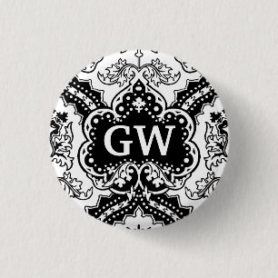Victoriaans Damask Monogram Ronde Button 3,2 Cm