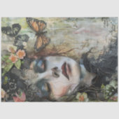  Victoriaans Dame en Vlinder Ephemera Tissuepapier (Voorkant)