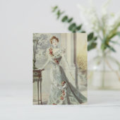 Victoriaans Dame - Frans Mode-grijs jurk Briefkaart (Staand voorkant)