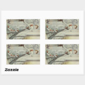 Victoriaans Dame -  Frans Mode-grijs jurk Rechthoekige Sticker (Vel)