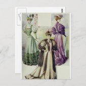 Victoriaans dame -  franse Mode-bruine jurk Briefkaart (Voorkant / Achterkant)
