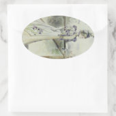 Victoriaans Dame - Franse Mode - Lavendel Ovale Sticker (Tas)