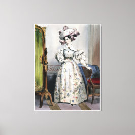 Victoriaans dame in bloemenrok - Elegante Vintage Canvas Afdruk