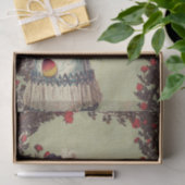 Victoriaans dame in de Rode Rozentuin met ventilat Tissuepapier (Geschenk)