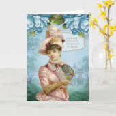 Victoriaans dame in het roze kaart (Gele Bloem)