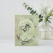 Victoriaans dame in Pet Verdigris Green Briefkaart (Staand voorkant)
