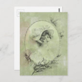 Victoriaans dame in Pet Verdigris Green Briefkaart (Voorkant / Achterkant)